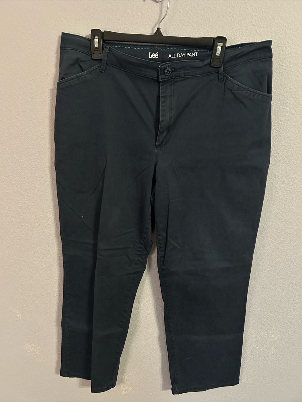 Lee Women All Day Pant Dark Blue Cotton Pants Size 18 Short